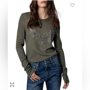 Zadig & Voltaire Miss Crystal Eagle Graphic Cashmere Sweater